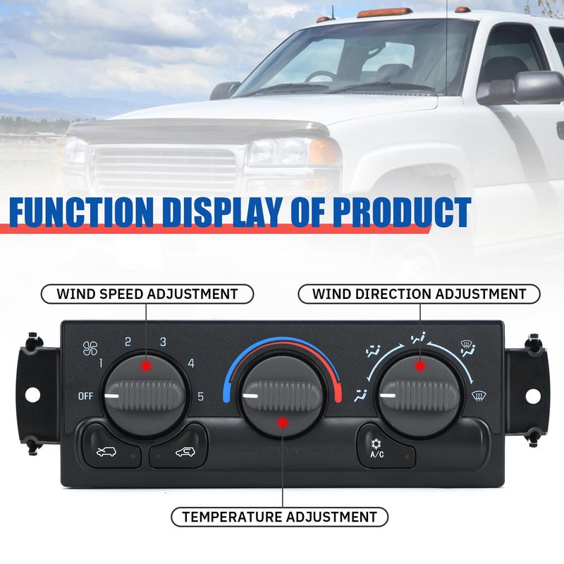 SJDYYMX Front Climate Control Module Panel for GMC Sierra Chevy Silverado 1999-2002 599-266/15054697/ 15753264/19244873/ 9361355 Heater A/C Control Switch Air Conditioning Climate Control Module - Image 4